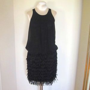 Aidan Mattox Fringe Detail Blouson Dress